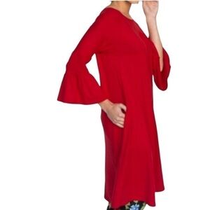 Elegant Agnes & Dora Red Women's Dress with pockets